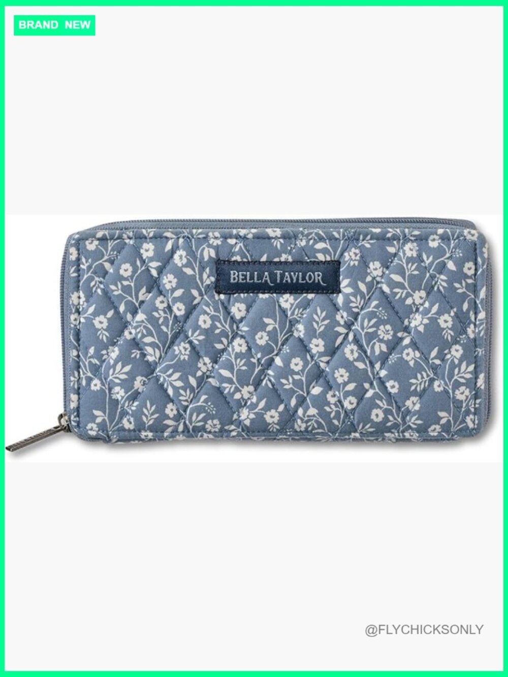 Slim Card Wallet for Women, Quilted Cotton Fabric Zip Around Credit Card Wallet